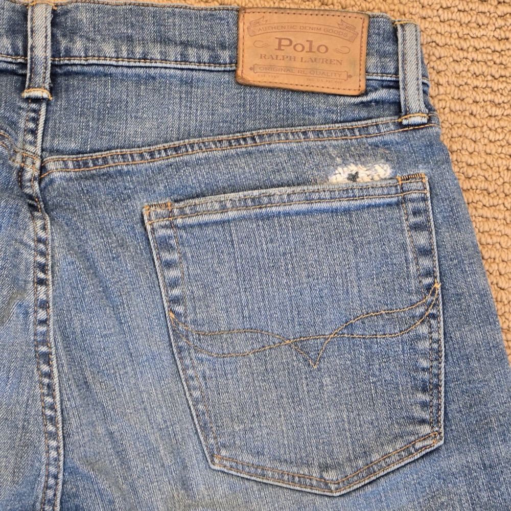 Polo Ralph Lauren Sullivan Slim Distressed Jeans Mens 34x34 Medium Wash Denim - Picture 13 of 14